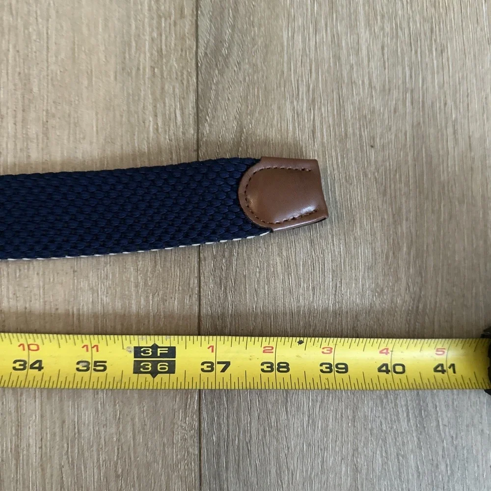 Tommy Bahama Leather and Fabric Stretch Belt Navy Khaki‎ Men's Size 30-32